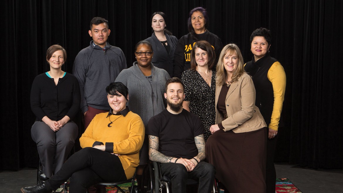 A group shot of people smiling