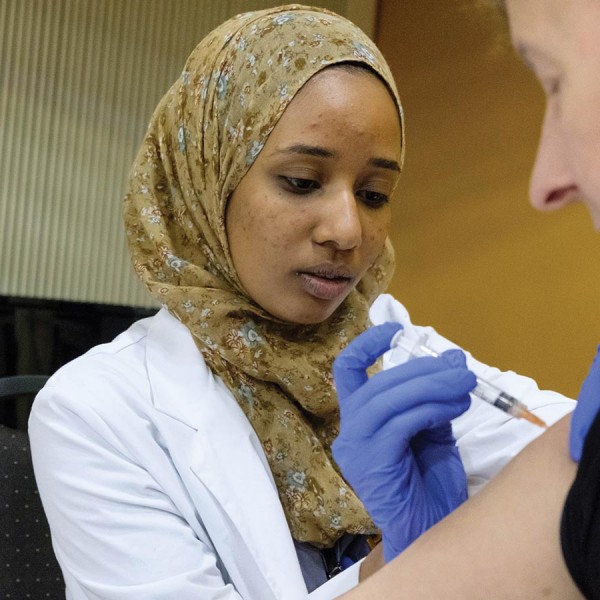 Nursing students administered free flu vaccines to the campus community.