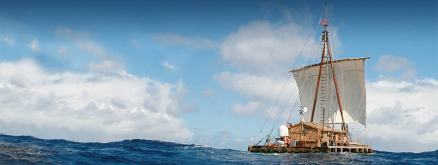 Third annual Thor Heyerdahl Lecture to open “Beyond the Horizon: The Legacy of Nordic Explorers” Exhibit promotional banner with Kon Tikki.