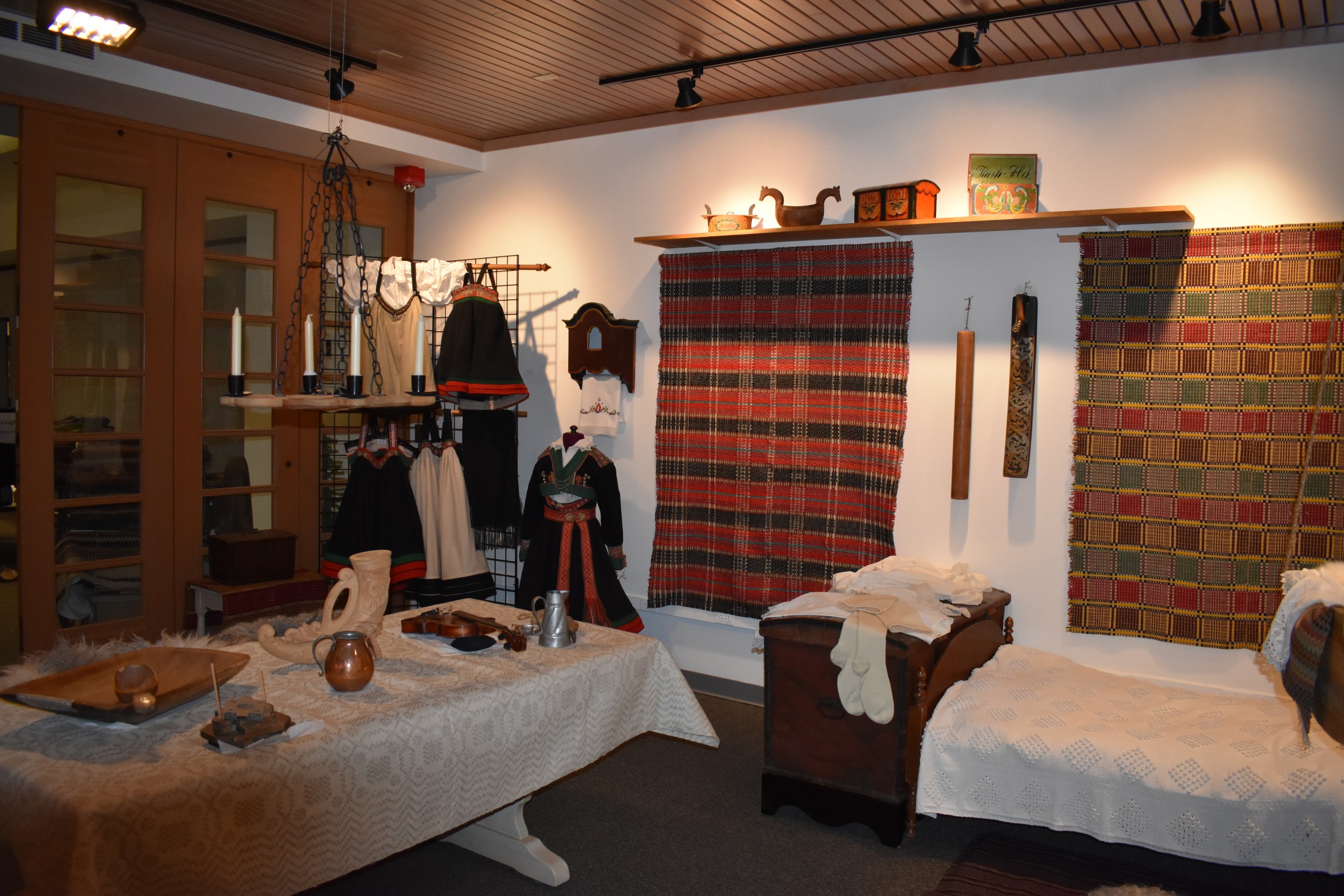 Stuen Room with textile exhibit