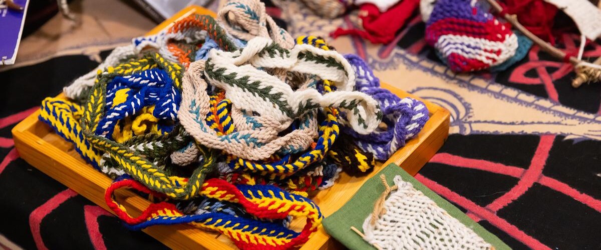 Colorful pile of traditional weaving
