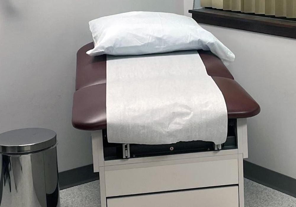 An example of what an exam table will look in in the exam rooms.