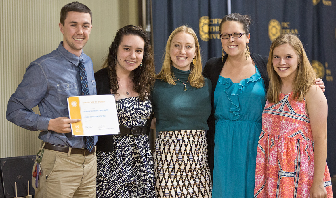 PLU Habitat for Humanity Campus Chapter won the Student Organization of The Year Award - PLU Celebration of Leadership 2015