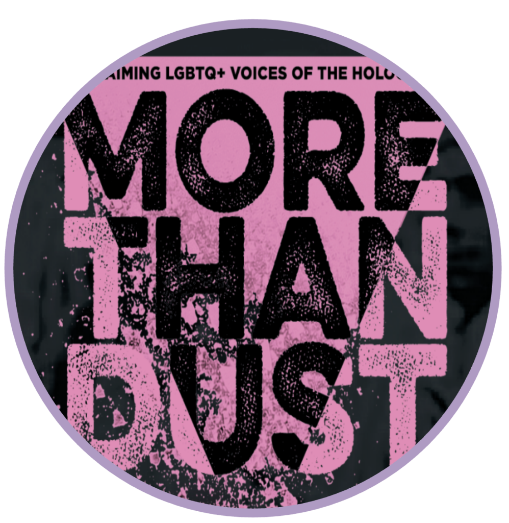 More than dust event logo - pink text with inverted pink triangle