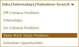 teaching how to use opportunties board - dropdown state work study positions