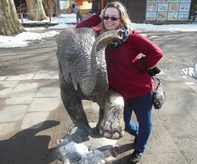 Sarah visiting the Leipzig Zoo on a weekend excursion