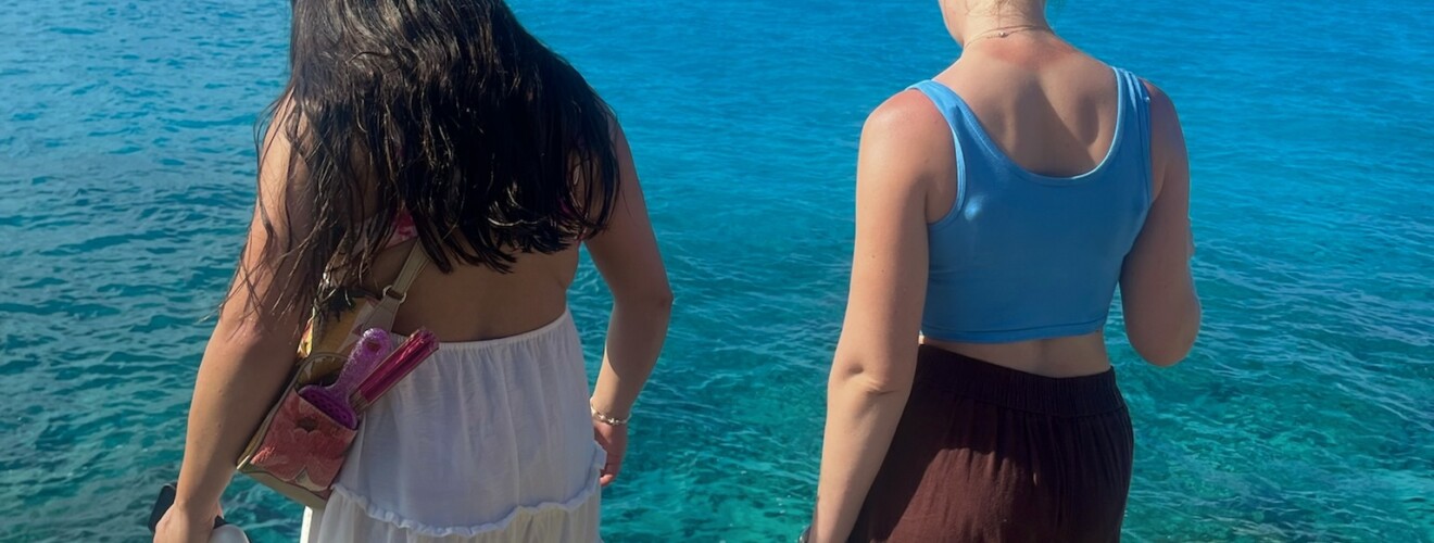 PLU students with transect nets at the beach in the Bahamas