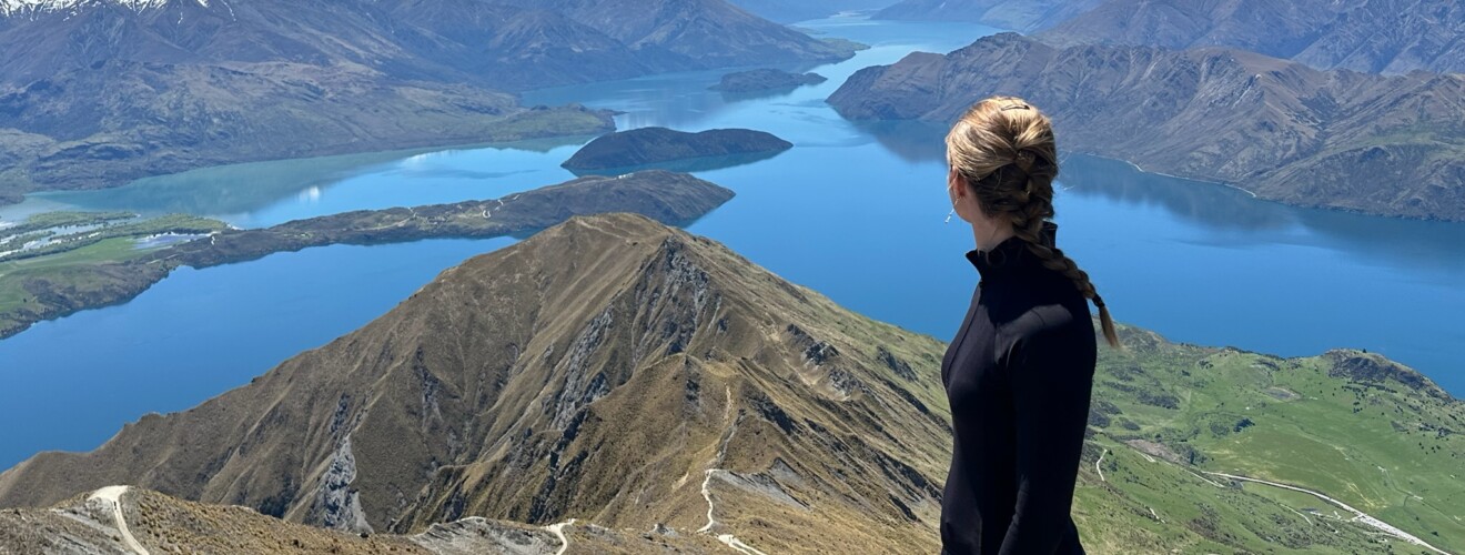 PLU student on mountain scene in New Zealand