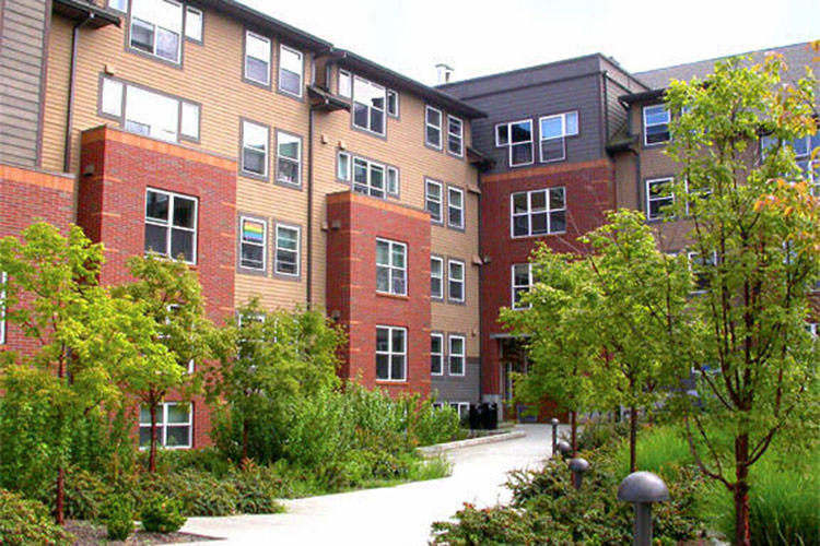 The exterior of South Hall, apartment style living on PLU's campus.