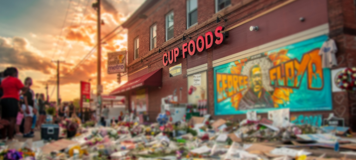 G.F. 8'46" banner featuring Cup Foods exterior facade