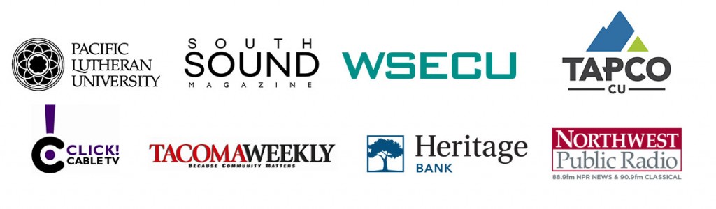 TEDx-sponsors- PLU, South Sound Magazine, WSECU, Tapco CU, Click! Cable TV, Tacoma Weekly, Heritage Bank, NW Public Radio