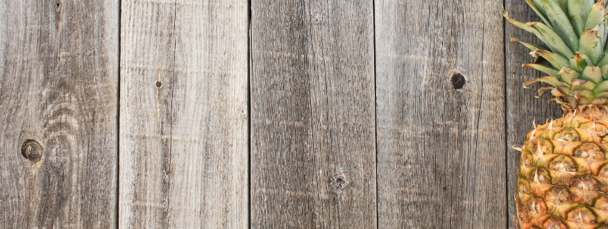 Summer Send-off web banner: A wooden fence with Pineapples in front of it.