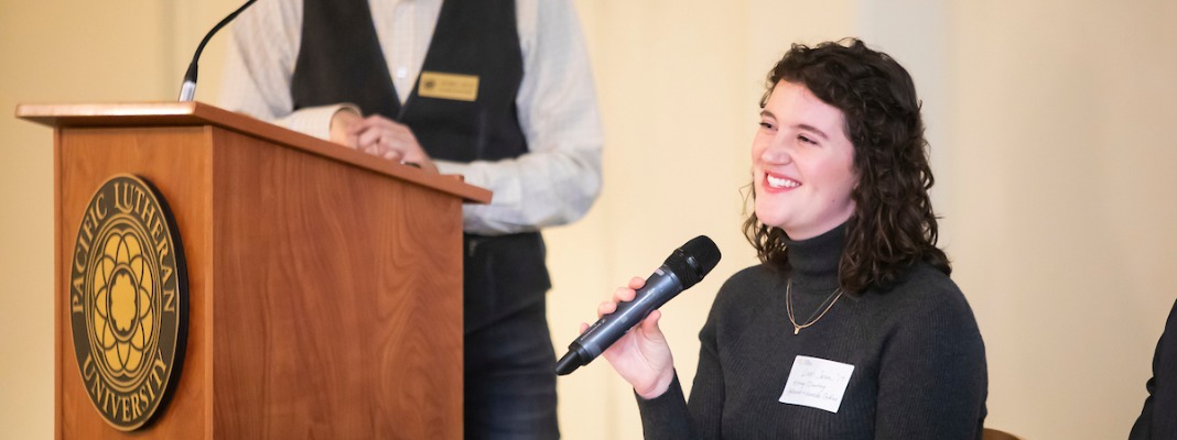 The 2023 Meant to Live Studies Panel and Reception, Thursday, May 4, 2023, in the Anderson University Center at PLU. Co-sponsored by the Wild Hope Center for Vocation, this year’s Meant to Live Interdisciplinary Studies Gathering celebrates the vibrancy of interdisciplinary study at PLU and provides current students an opportunity to learn how an IDIS degree can give purpose to life after graduation. (PLU Photo / Sy Bean)