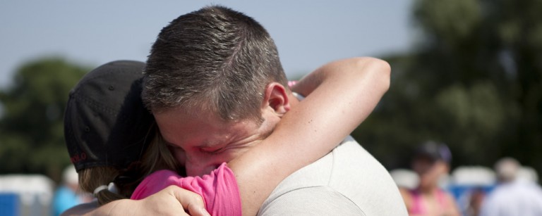 Two people hugging