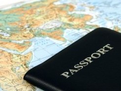 Picture of a passport laying on a map