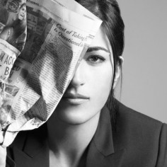 Jehane Noujaim Portrait Black and White with Newspaper