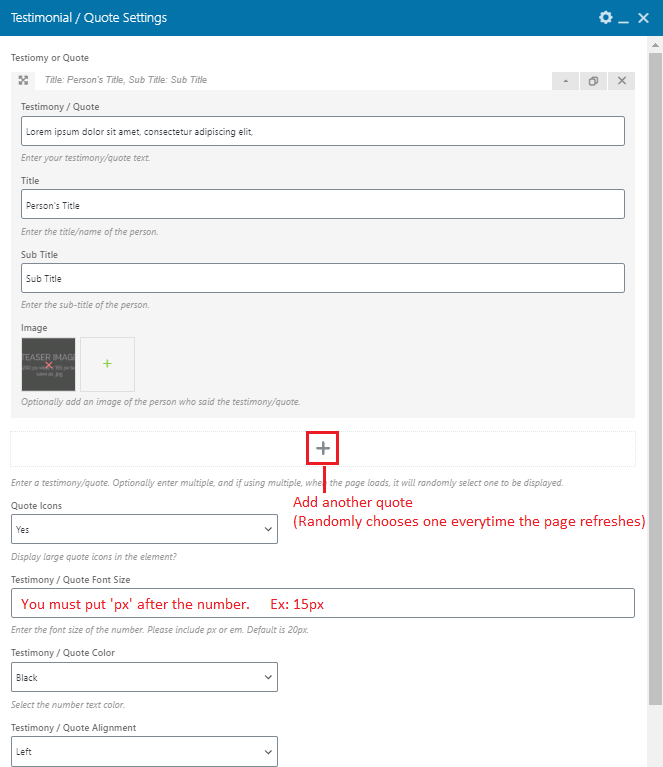 Testimonial Settings