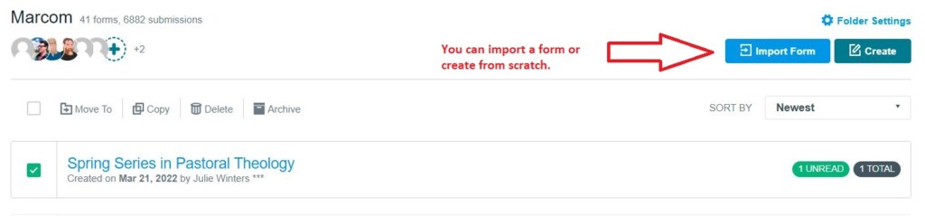 selecting or creating a form selecting or creating a form