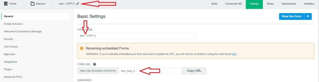 settings changes settings changes
