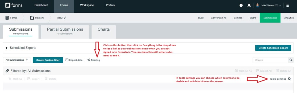 Submission Settings