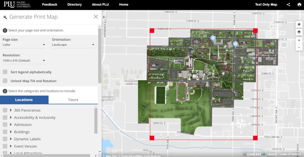 Options Print Map dialog box