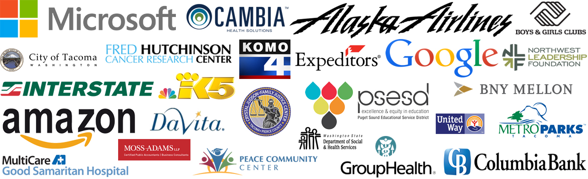 Logos from the companies that PLU students work at