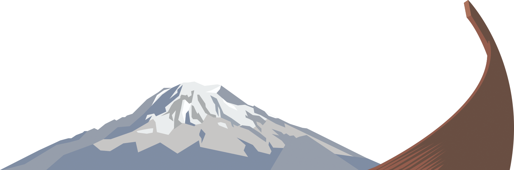 Mountain and boat bow illustration