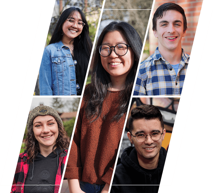 A diagonal cutout of PLU students A diagonal cutout of PLU students