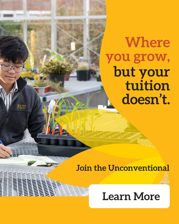 A student is making notes in a journal. The image has text that reads "Where you grow, but your tuition doesn't."